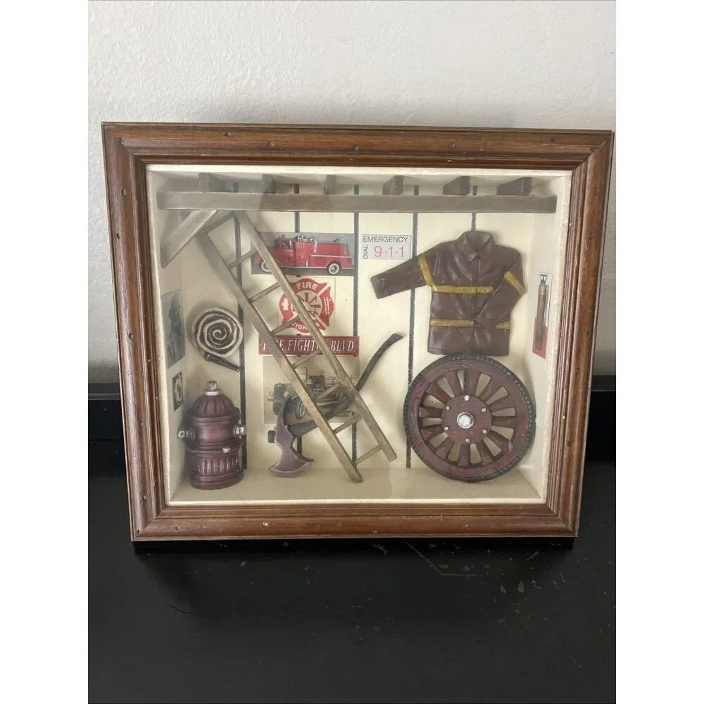 FIREMAN PLAQUE PICTURE SHADOW BOX